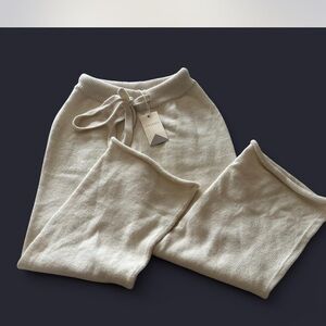 Cozy Knit Drawstring Lounge Pants — Cream